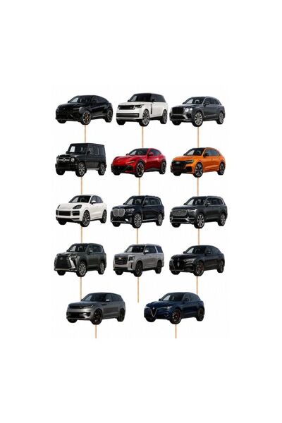 DecoParty Set de decorațiuni pentru tort – Tematică Mașini SUV, 14 piese, Car...