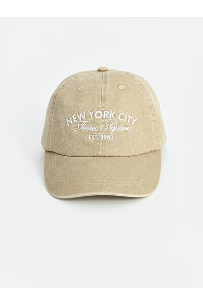 LC Waikiki Beige Embroidered Boys' Gabardine Cap Hat