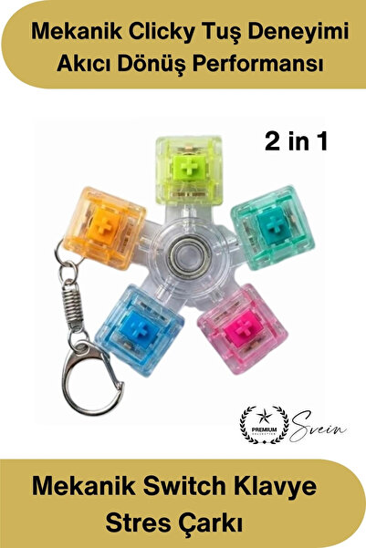 Svein #StresKlavye Hediye Clicky Şeffaf Mekanik Switch Klavye Stres Çarkı Ren...