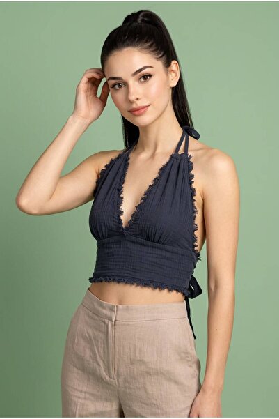 EGE OTANTİK BULDAN Kadın %100 Pamuk Boho Chic Müslin Crop Büstiyer