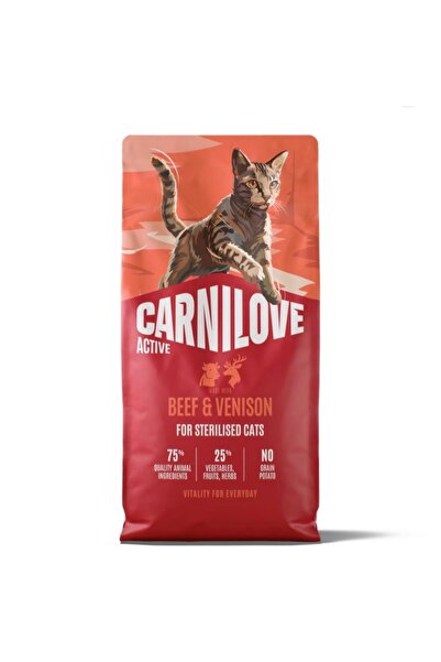 Carnilove طعام جاف للقطط المعقمة من ماركة Carnilove، بنكهة لحم الغزال ولحم ال...