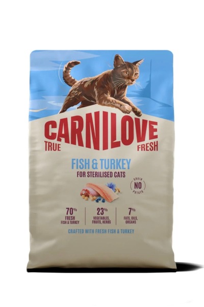 Carnilove طعام جاف للقطط المعقمة من ماركة Carnilove، بنكهة السمك والديك الروم...
