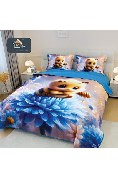 OEM 3D quilted Bedspread with Pillowcase, realistic digital print