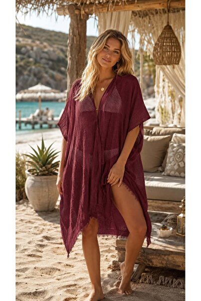 FELLMENS Burgundy Beach Dress Women's Pareo