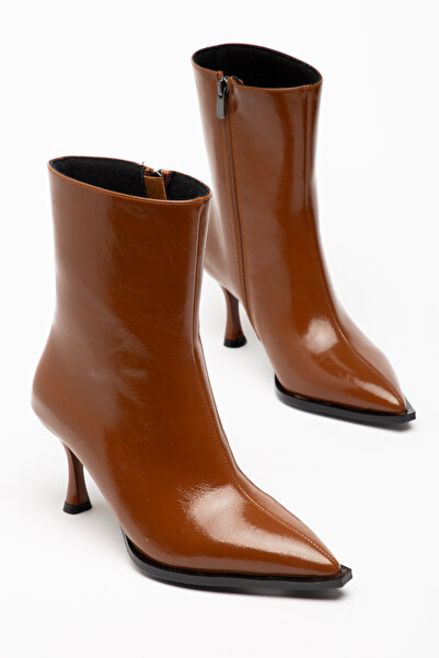 MİNAMORA MODA Lina Kemil Color Pointed Toe Heeled Women's Boots Shoes
