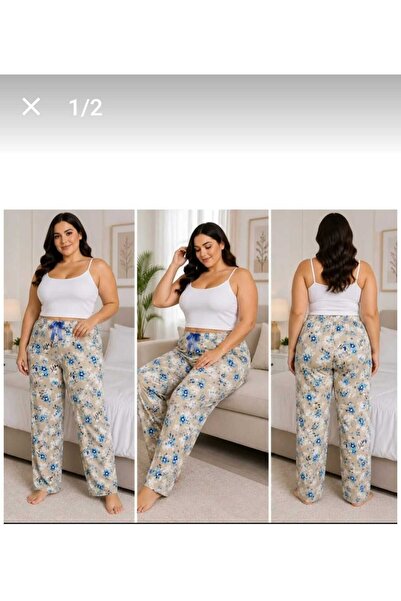 Lady Queen بنطلون بيجامة من الليكرا والفسكوز مقاس كبير 6020