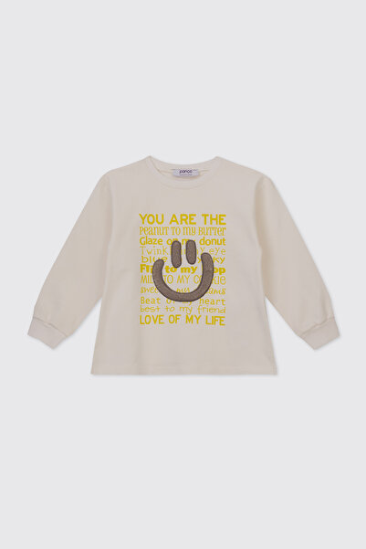 Panço Kız Bebek Ekru-Sarı Sweatshirt