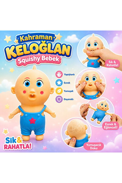 TÜTSÜ SEPETİ Kahraman keloğlan bebek squişhy taba sukuşi rahatlatıcı stres oy...