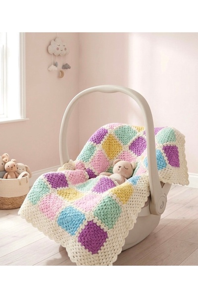 Arzu Demir 70x70 cm El Örgüsü Bebek Battaniyesi - Nako Minnoş Baby - Granny S...