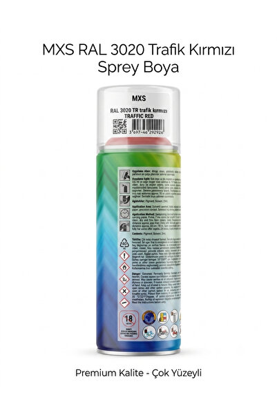 Genel Markalar Akrilik Sprey Boya RAL 3020 Trafik Kırmızı 400 ml