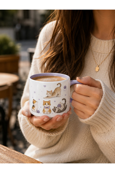 Tomris Hatun Lilac Porcelain Mug, Double-Sided Sublimation Printing, Coffee C...
