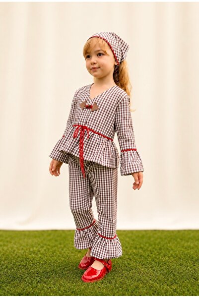 hety Girl's Country Cottage Gingham 3-Piece Set (Bandana Included)