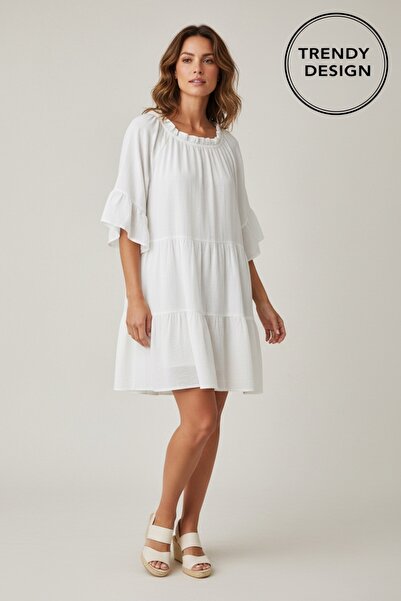 Generic Brand Rochie Scurtă de Vară – Croială Lejeră în Straturi cu Volane și...