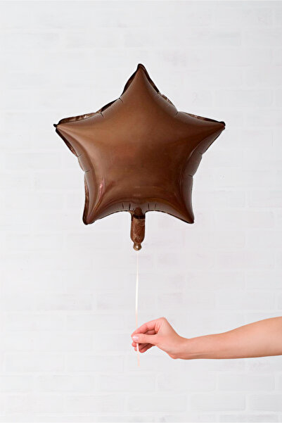Çikolata Kahverengi Yıldız Folyo Balon 18 inç - 45 Cm