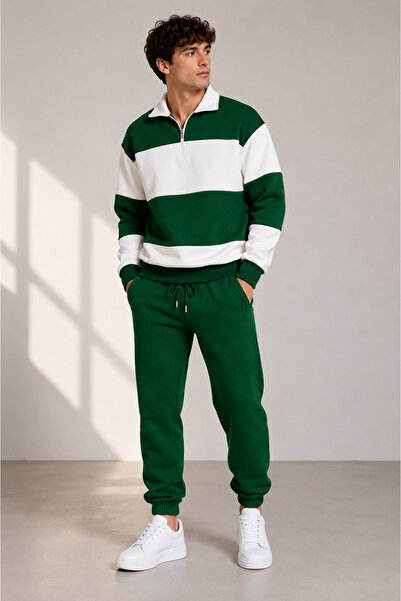 Boi New Season Men's Oversize Zippered Collar Detailed Bottom-Top Tracksuit S...