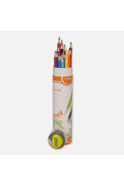 Y Plus Creioane colorate erasable We-Tri - în cutie cilindrică - set de 12 bu...