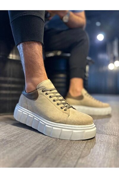 Zapatos Kn144 Volt Lace-Up Suede Men's Casual Sneaker High Sole Shoes Sbt Cream
