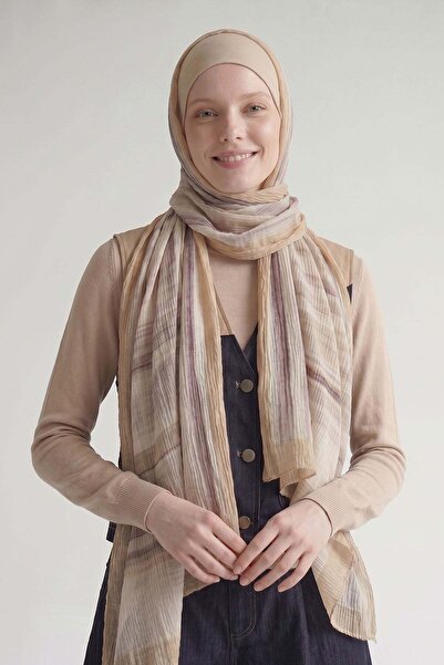 Levidor Beige Striped Muslin Shawl