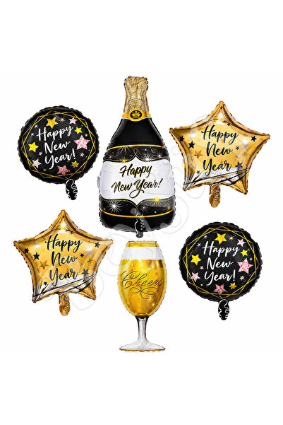 BeySüS Happy New Years 6-Piece Foil Balloon Set