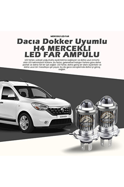 SHOOPLAA Dacia Dokker Için Uyumlu Şimşek Etkili Mercekler Led Xenon Far Tek R...