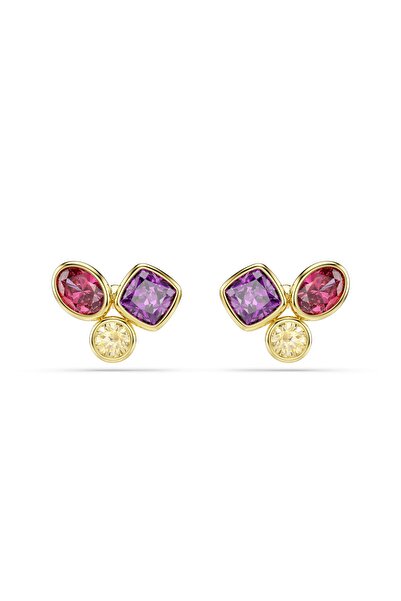 Swarovski Imber düğme Küpeler, Karışık kesimler, Çok renkli, 18k altın rengi ...