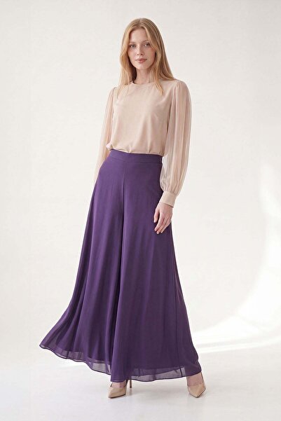 Levidor Purple High Waist Chiffon Trousers