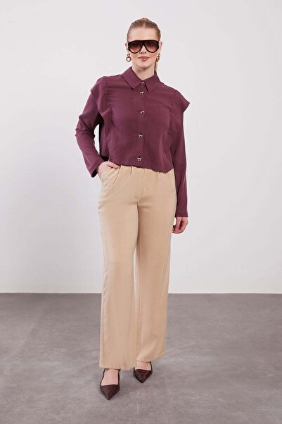Levidor Camel Double Button Detailed Trousers