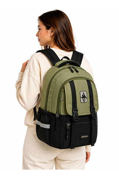 Bevitton 707 Khaki-Black Waterproof Fabric School Bag Lightweight Unisex Dail...