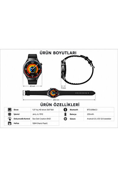 KALOBEE Watch Sk8 MİNİ Kordon Hediyeli 42mm Akıllı Saat Iphone Ve Android Tüm Telefonlara Uyumlu