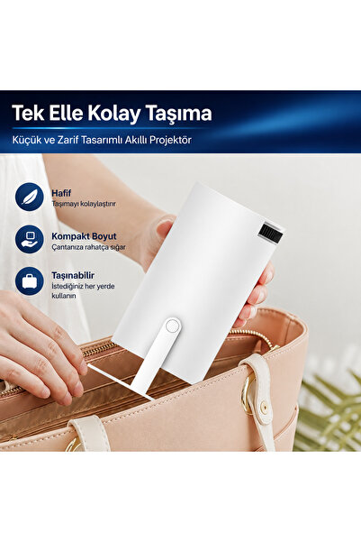 uninet Taşınabilir Akıllı Projeksiyon Cihazı Android 11 Bluetooth WiFi Ev Sin...