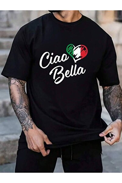 NOURAM قميص تي شيرت إيطالي 100% قطن بطباعة 'Ciao Bella' - هدية 'Hello Beautif...