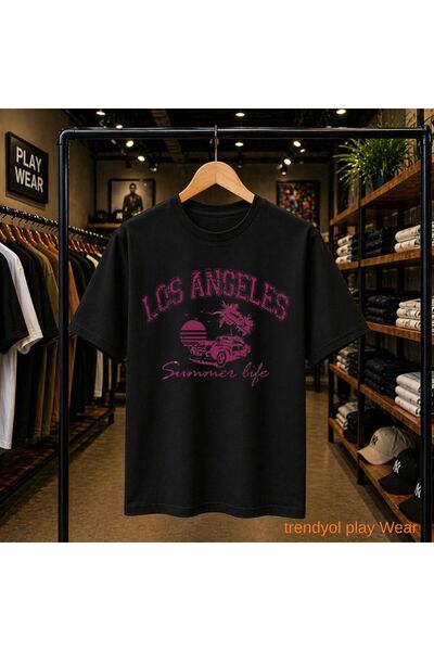 playwear Summer life Losangeles Μπλουζάκι με στάμπα, 100% βαμβάκι, oversized,...