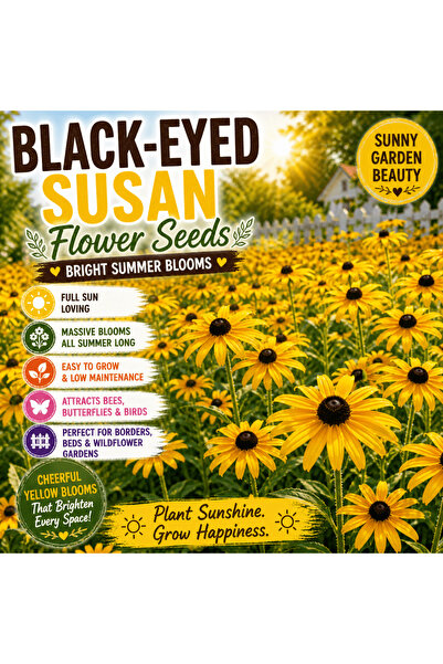 Bloom & Sow Seed بذور بلاك-آيد سوزان سهلة الزراعة (100 حبة)؛ مناسبة للزراعة ف...