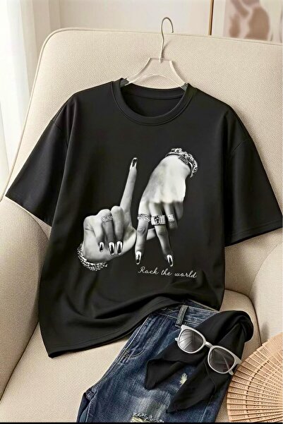 Oksit La Hand Sign Front Printed Street Fashion Unisex T-Shirt