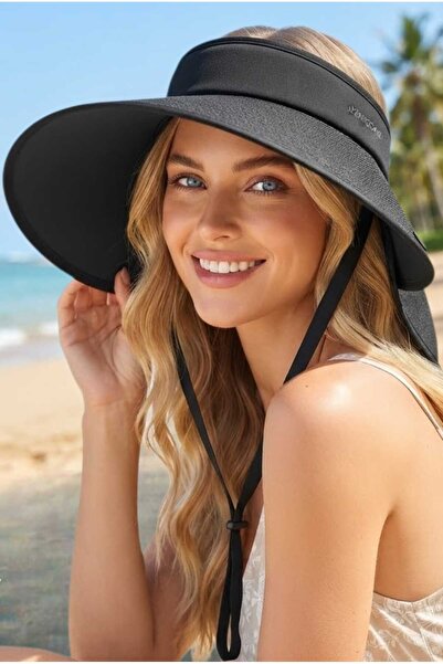 Mood Agenda Women's Nape-Protected Peak Open Straw Visor Hat Uv Sun Protectio...