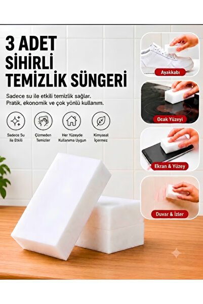 Tasarım Evi 3 Adet Sihirli Sünger, Torpido Süngeri, Ayakkabı Süngeri, Melamin...