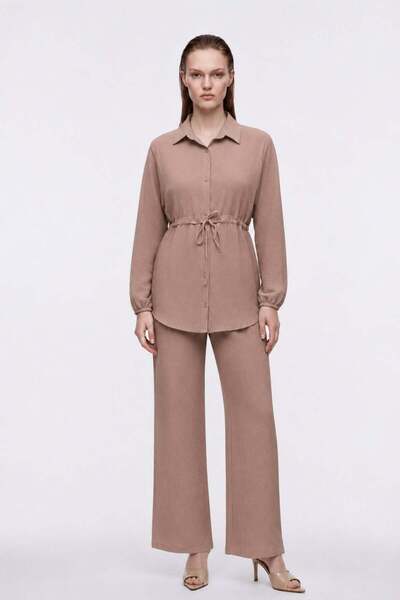 HAKKE Crinkle Shirt Pants Woven Top and Bottom Set