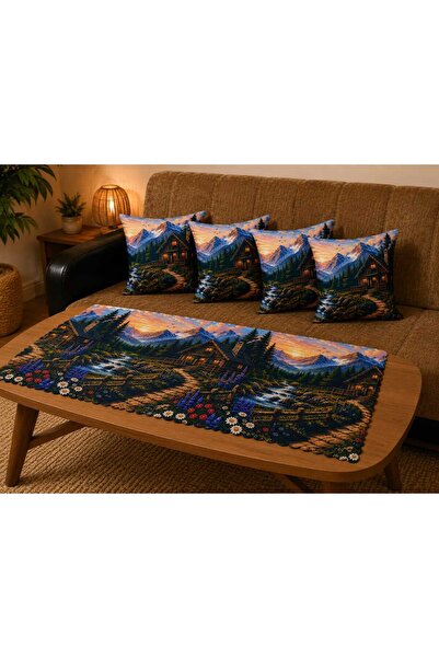 ÖZDAĞ HOME CONCEPT Landscape Patterned 4-Piece Decorative Throw Pillow Cover ...
