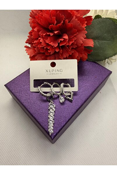 XUPING JEWELRY أقراط من الفولاذ المقاوم للصدأ مرصعة بحجر الزركون