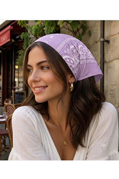 MutluBiDünya Etnik Desen Kare Pamuklu Bandana Fular