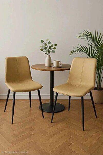 Generic Brown Synthetic Leather Dining Chair with Cross-Stitching Detail and ...