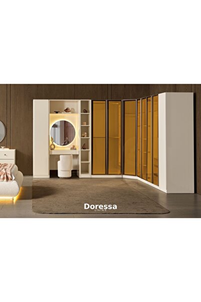 Doressa Living Marle Reflekte Camlı Köşe Gardırop
