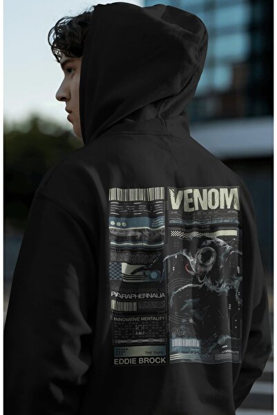 SEVBANO Hanorac premium oversize unisex cu imprimeu pe spate Venom Film Hero