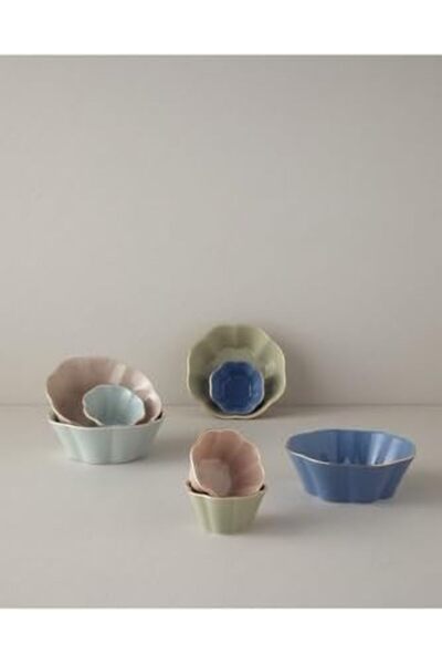 Yıldızan Albemo Pure Flower Porcelain Snack Bowl Light Blue 888483