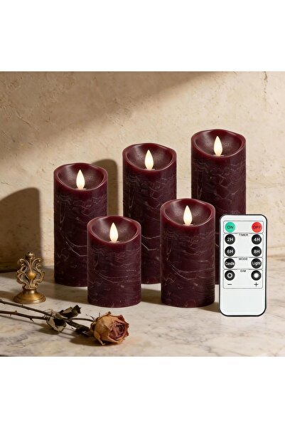 Dotail Set de 5 lumânări LED, flacără 3D, telecomandă, temporizator, 5,2 cm, ...