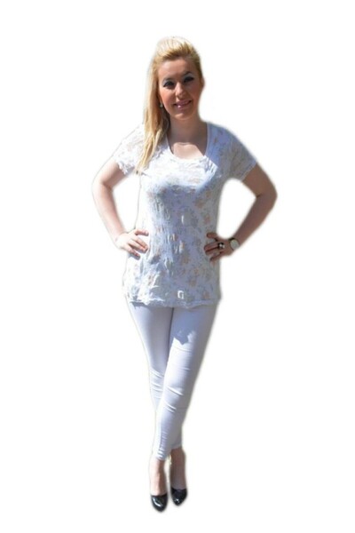 OEM Tricou modern, doua piese de culoare alba, marime universala