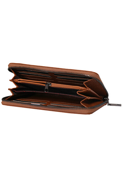 ŞAHDEM Genuine Leather Large Size Zippered Women's Wallet