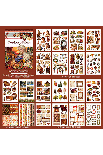 choice2 TZ169-1 20 Sheets Large Size Nature Travel Retro Magic Matte Sticker ...