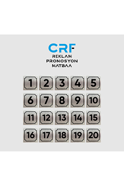 CRF Reklam Alüminyum Kapı, Daire, Masa, Dolap Numaraları 1-20 Arası Arkası Ya...