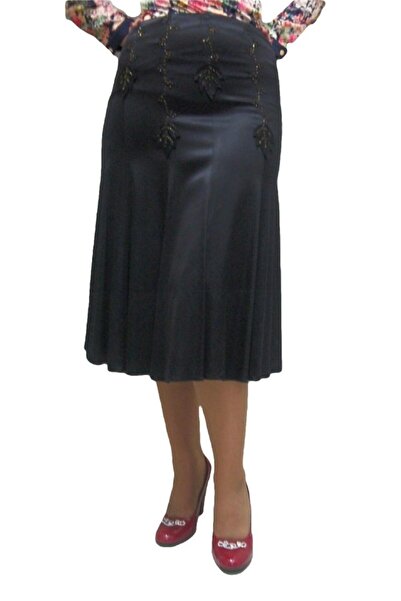 OEM Fusta trendy din material lucios, de culoare neagra, cu model